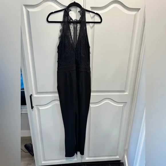Express Black Lace Detail Jumpsuit - Picture 10 of 11